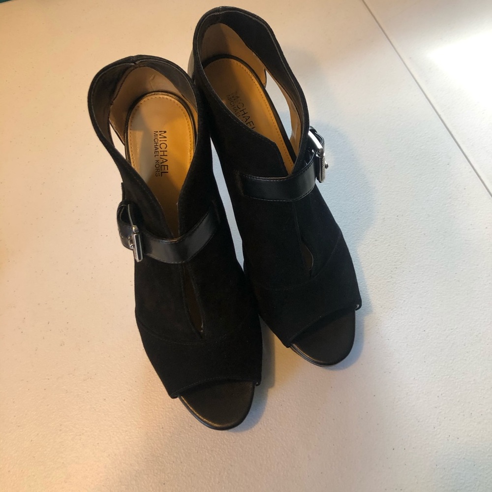 Michael Kors open toe booty pumps